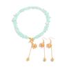 Fresh Metal Flower Fringed Collarbone Necklace, Wind Irregular Turquoise Beaded Necklace Set
