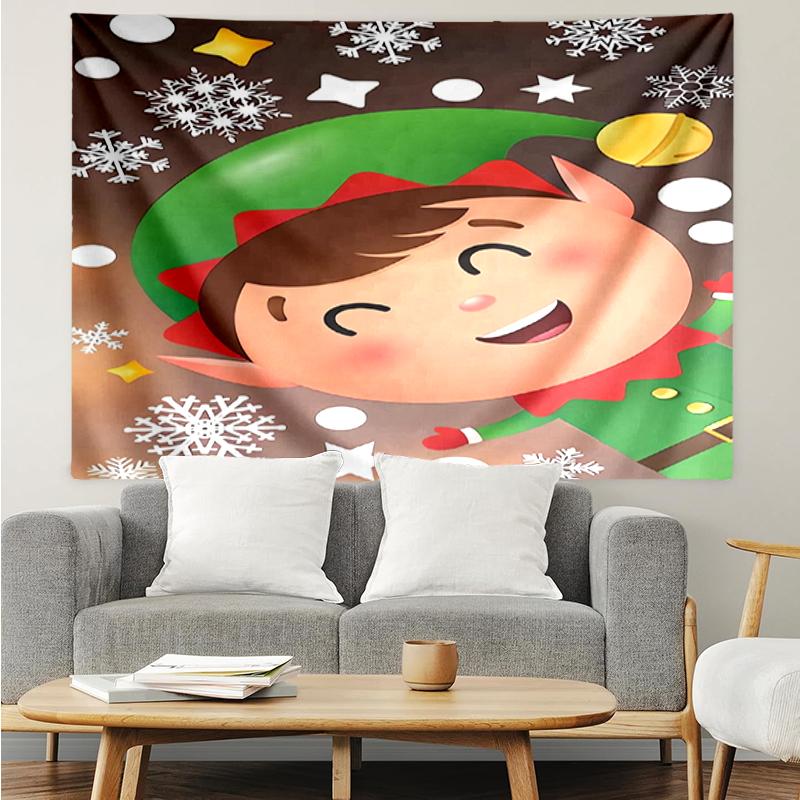 Christmas Print Tapestry, Backdrop, Easy Setup, Ideal for Bedroom, Office & Living Room, with Aesthetic Wall Hanging Decor.