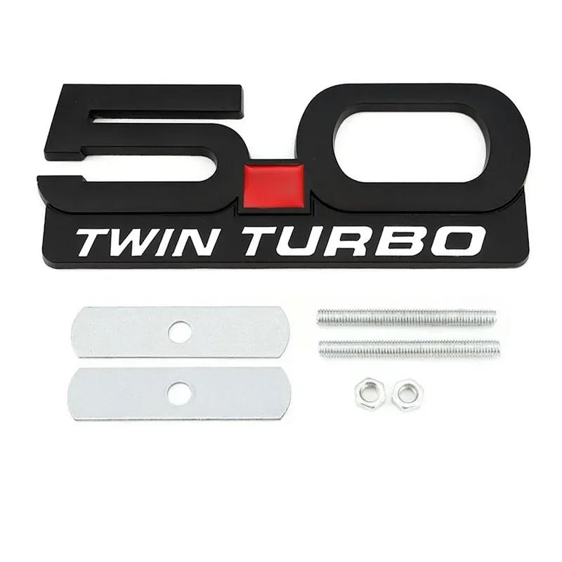 5.0 Car Sticker Alloy Front Grille Badge for Transit Fiesta Focus Mondeo Kuga Ranger Mustang F150 Escape Accessories