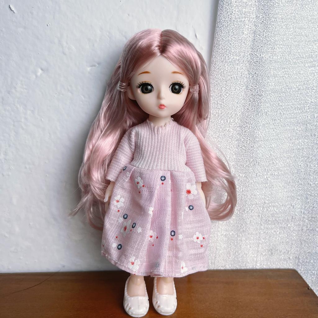 16Cm Bjd Dolls For Girls 1/8 Bjd Doll Diy Toy Doll With Clothes Dress Up Fashion Dolls 13 Movable Joint Baby 3D Big Eyes Munecas