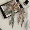 Embroidered Lace Silk Scarf Premium Pendant Small Scarf Tie Bag Ribbon Rose Lace Mesh Headscarf Headband Hair Accessories