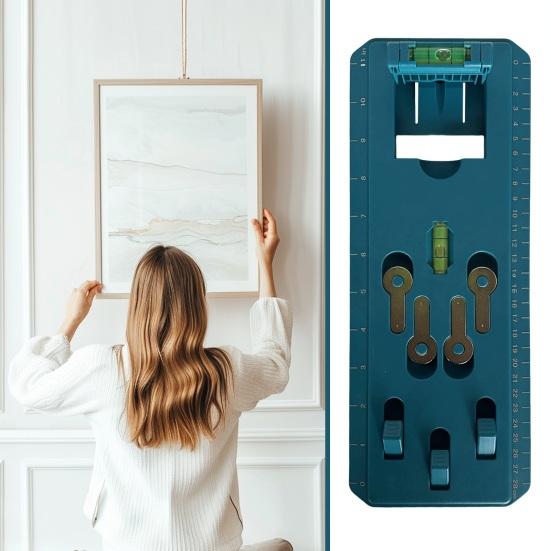 Bildaufhängungs-Set, Verbessertes Bildaufhängewerkzeug mit Wasserwaage, Zum Aufhängen von Sägezahn-/Drahtaufhängern, Schnelles präzises Positionierungs-Wandaufhängungs-Set, Wandaufhänger für