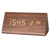 Creative charging LED wooden clock Voice-activated luminous silent desk clock Electronic alarm clock Triangle voice-activated wooden clock