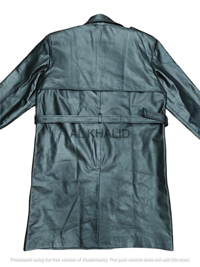 Causal Biker Belted Handmade Lambskin Men's Stylish Trench Coat Black Leather