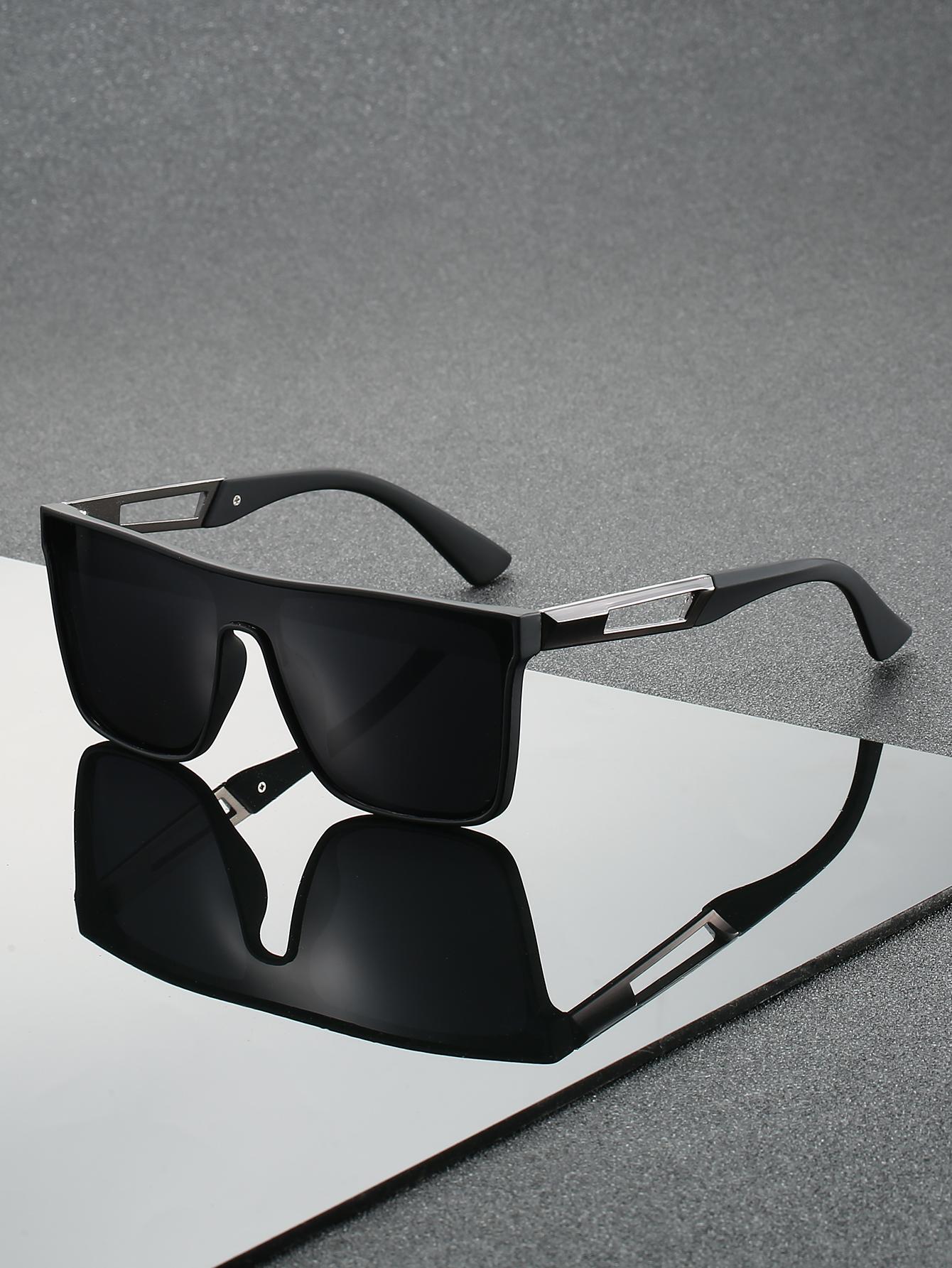 

1Pc Men s Fashionable Square Glasses with Metal Accessories, Retro Fashion High-End Sunglasses, Suitable for Outdoor Activities