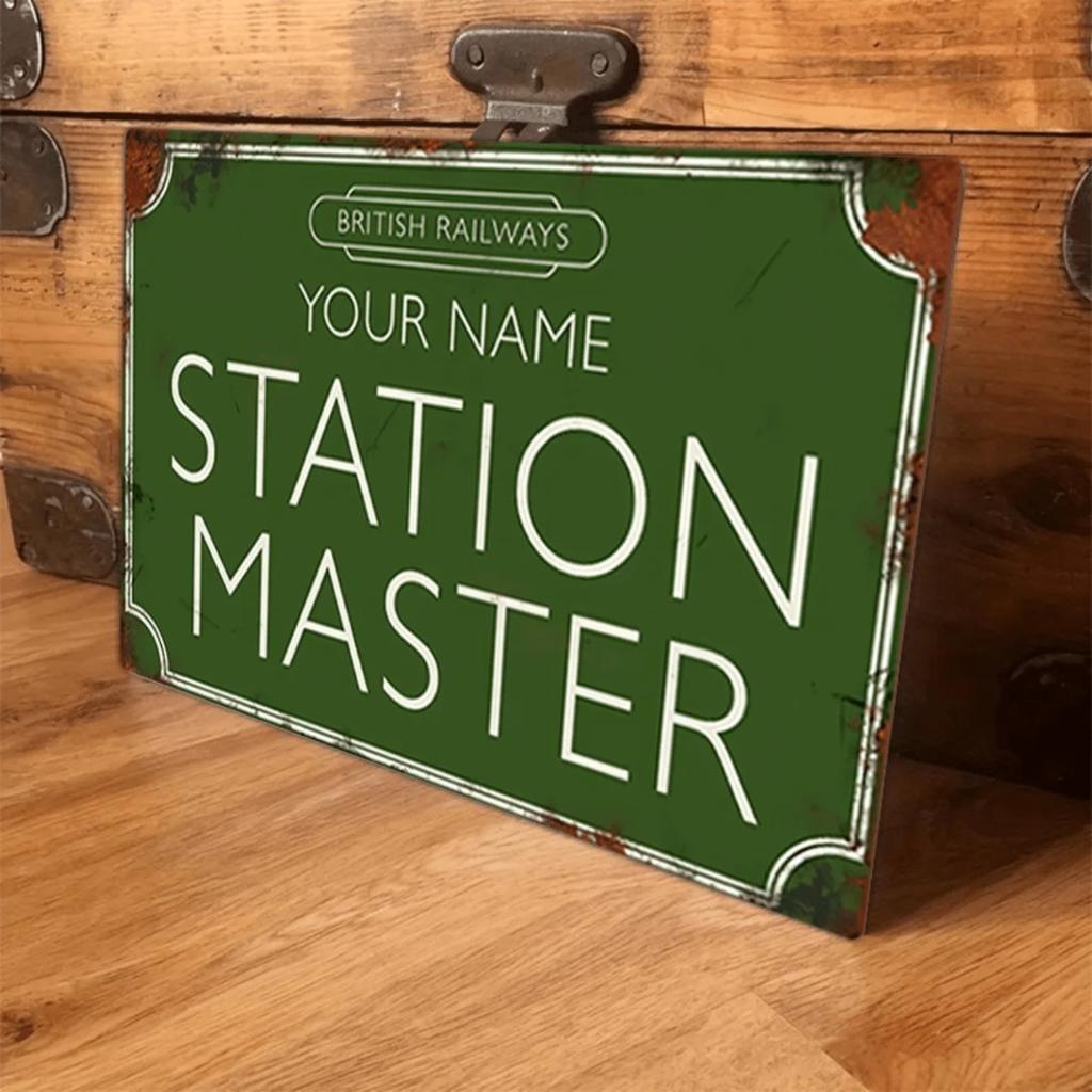 Custom British Railways Station Master Metal Poster High Gloss Aluminum Wall Decor