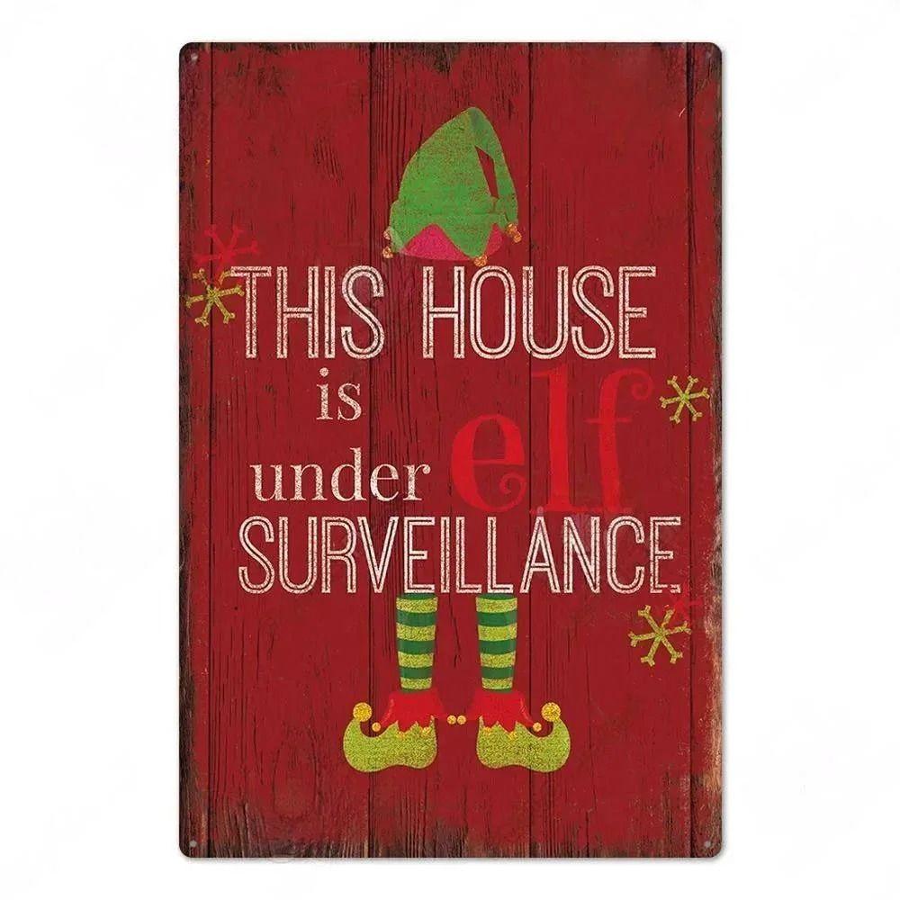 Vintage Christmas Metal Tin Sign Home Festive Wall Decor