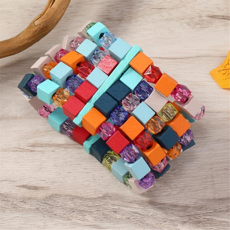Elegantes Armband aus Holz- und Acrylperlen Elastisches Bequemes Armband Handgefertigtes Schmuckzubehör Geschenk für Sie