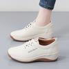 Women Platform Loafers Casual Elegant Leather Khaki Sneakers Thick Sole Height Increase Shake Shoes Large Size