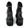 FOREADA Stivaletti alla Caviglia da Donna Punta Rotonda Tacco Alto Grosso Fibbia Cerniera Decorazione in Metallo Borchie Catena Stivaletti Corti Scarpe alla Moda da Donna Inverno