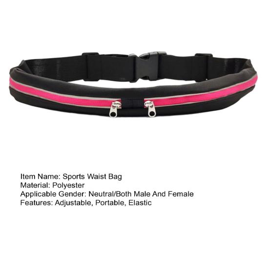 Sports Running Belt with Reflective Strips Fitness Dual Pouch Waist Pack Portable