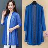 Summer New Plus Size Knitted Cardigan Women's Cotton and Linen Knitted Sweater Air Conditioning Shirt Sunscreen Medium Long Thin Jacket Shawl