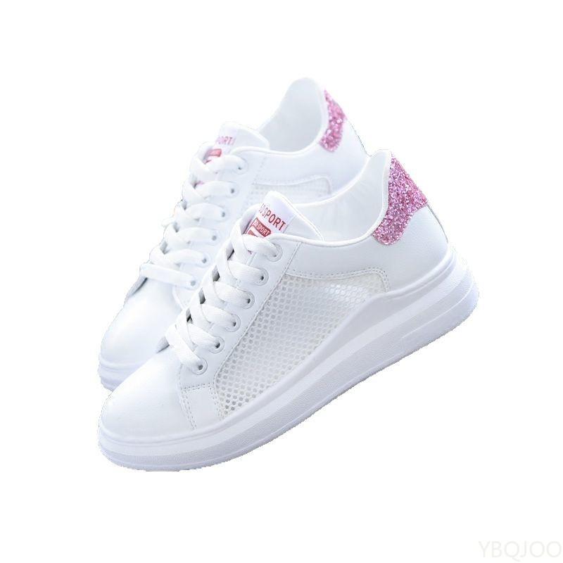 2025 Ladies white Shoes New Thick soled Mesh Shoes Versatile lace up sneakers Fashion comfortable Sneakers Zapatillas Mujer