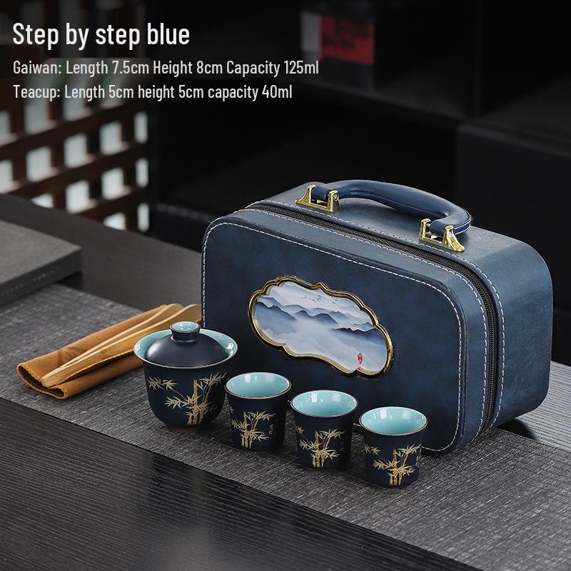Portable Ceramic Kung Fu Travel Tea Set: One Pot, Three Cups