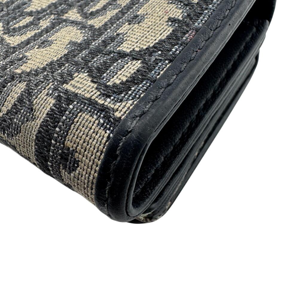 Dior compact Oblique canvas Montagne 30 Tri-fold wallet Navy canvas Women Used