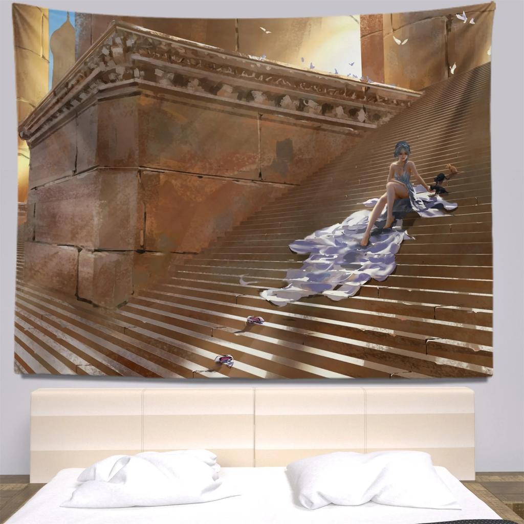 Cartoon Character Illustration Style Decorative Tapestry Home Wall Decoration Office Living Room Tapestry