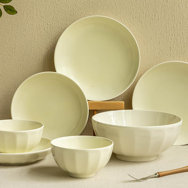 Simple Wind Disc Cream Wind Household Ceramic Dessert Plate Solid Color Small Fresh Dessert Plate Breakfast Plate, Slight Flaw