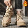 Winter new men's velvet thickened cotton shoes outdoor sports leather surface cold and warm thick sole heightening lace-up men's shoes