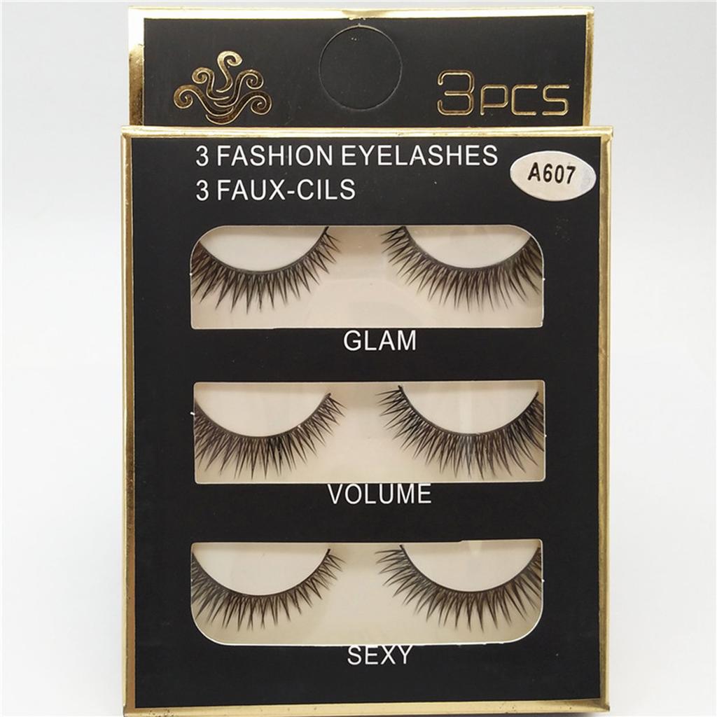 3Pairs Fashion False Eyelashes Long Lashes Extension Natural Looking Fake Eyelashes for Women Girls Party Daily Makeup