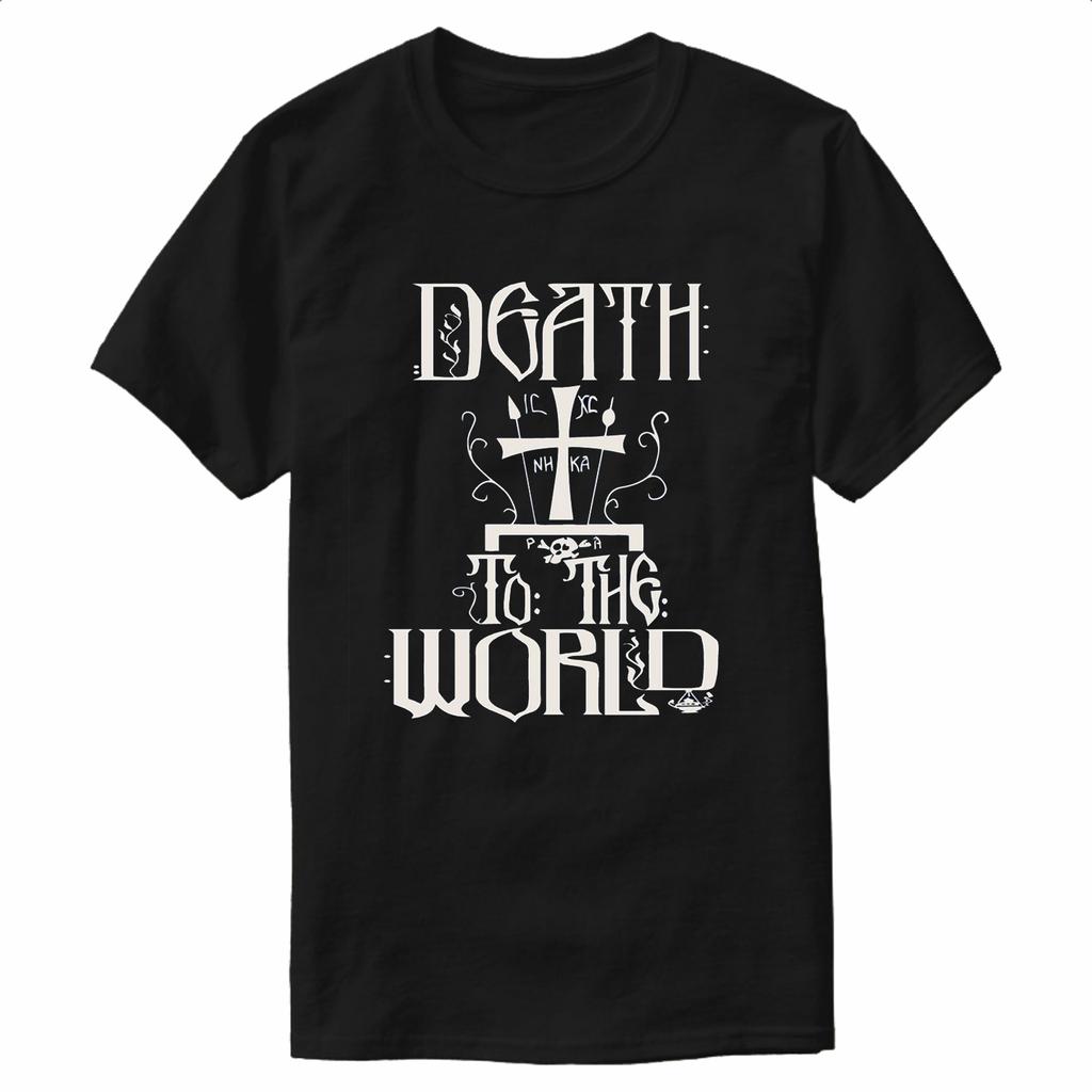 Death To The World  Eastern Orthodox Schema Golgotha Cross TShirt 100 Cotton ONeck Summer Short Sleeve Casual Mens Tshirt