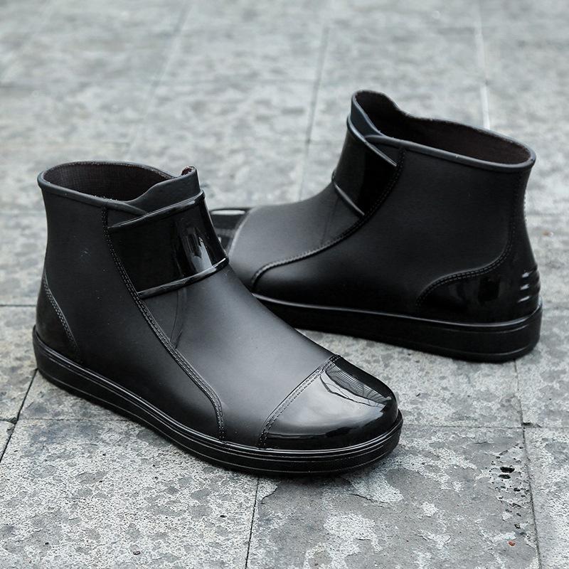 

Летняя дождевая обувь мужская короткая нескользящая водонепроницаемая обувь мужские резиновые сапоги низкие модные галоши кухонная рыбацкая резиновая обувь 40