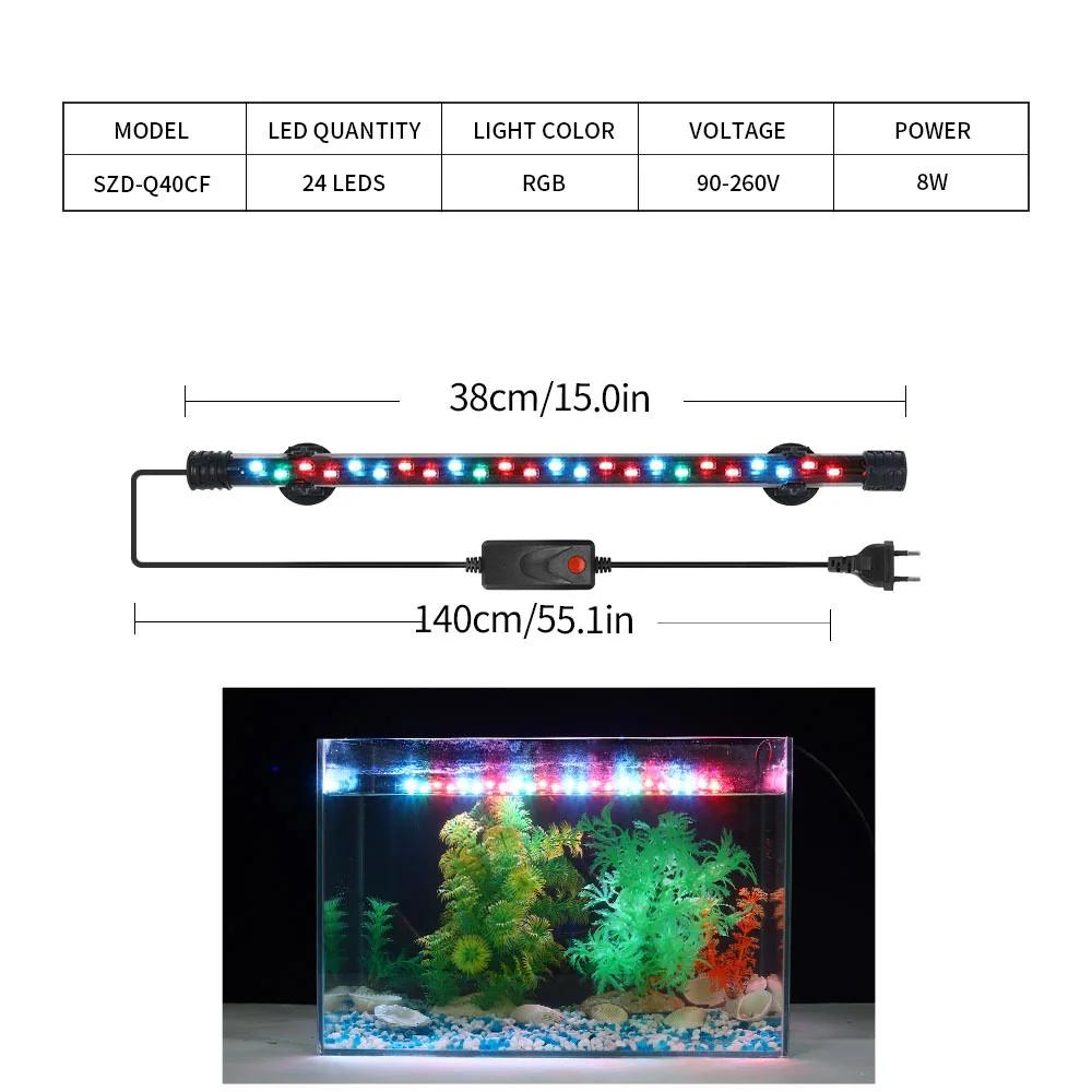 Pflanzenwachstumslicht Aquarium LED-Licht Wasserdicht Fischbeckenlicht 18-48CM Unterwasser-Aquarien Dekor Beleuchtung 90-260V 5730 Chip