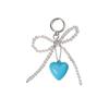 Handcrafted Beaded Bowknot Keychain with Heart Pendant Sweet and Unique Keyrings Accessory Hangings Ornament for Bag Key