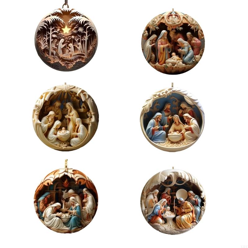 Nativity Scene Hanging Ornaments Christmas Decoration Wall Hanging Pendants X3UC