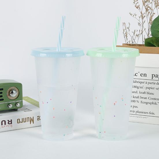 

720 мл декоративная бутылка для воды с соломенной пластиковой удобной ручкой, меняющая цвет стакан для воды