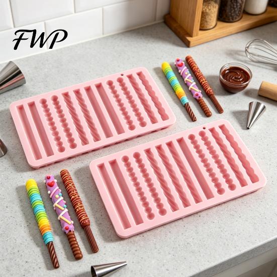Hitzebeständige Silikonformen Twist Brezelform, 12er Backblech für Kuchen Schokoladenstäbchen Süßigkeiten, Flexibel für Kerzen Einfaches Lösen