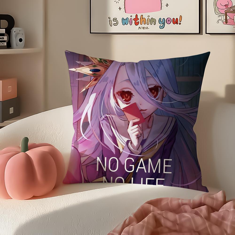Anime NNo Game No Life Anime Cushion Cover Pillowcase Short Plush Invisible zipper Room Sofa Cushion Cover
