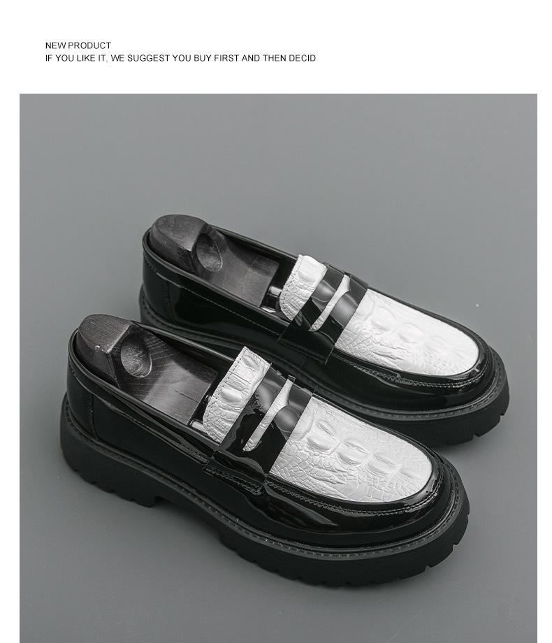Men's Large Patent Leather Slip-On Loafers - Versatile Casual & Business Thick Sole Shoes