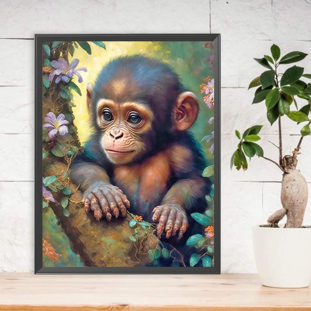 5D DIY Full Round Drill Diamond Painting Little Monkey Home Decor Art Craft