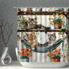 Kitten's Leisure Time series shower curtain, with flower waterproof shower curtain, adds a cute and whimsical feeling