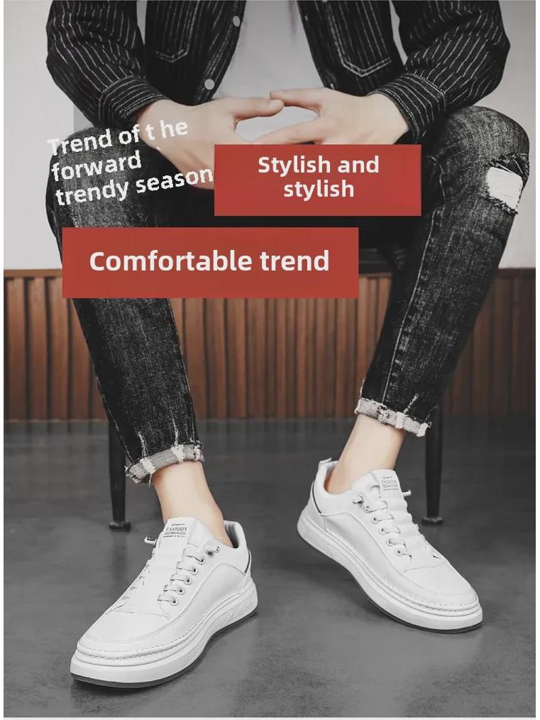 2025 Herren Frühling Freizeit-Sneakers: Trendige britische Leder-Slipper