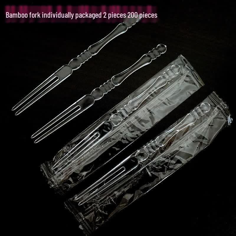 Miaojupin Transparent Plastic Bamboo Joint Fruit Forks