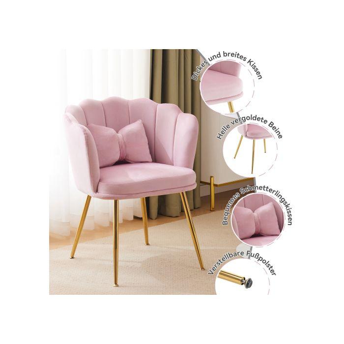 Set of 6 Modern Velvet Living Room Chairs, Bathroom Chairs, Upholstered Chairs with Petal-shaped Backrest