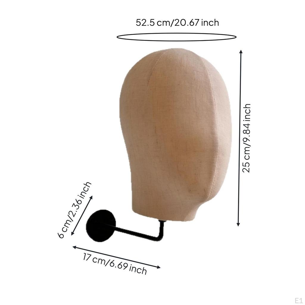 Mannequin Head with Wall Mount LinenTextured WallMounted Display SpaceSaving Stand for Salons,
