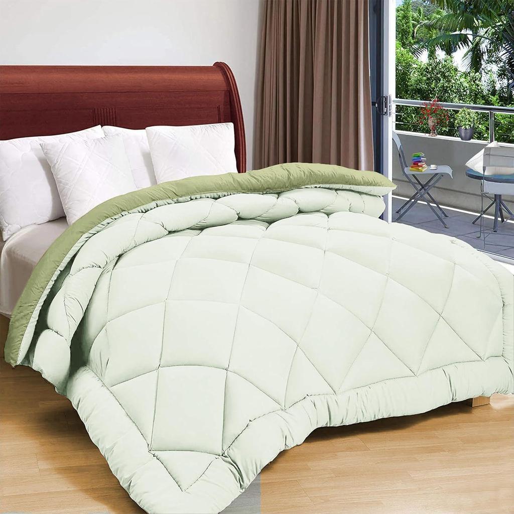 220 GSM Solid Plain Reversible Summer Microfiber AC Comforter/Duvet| All Season Single Size 3 Layered Quilted Blanket for Single Bed