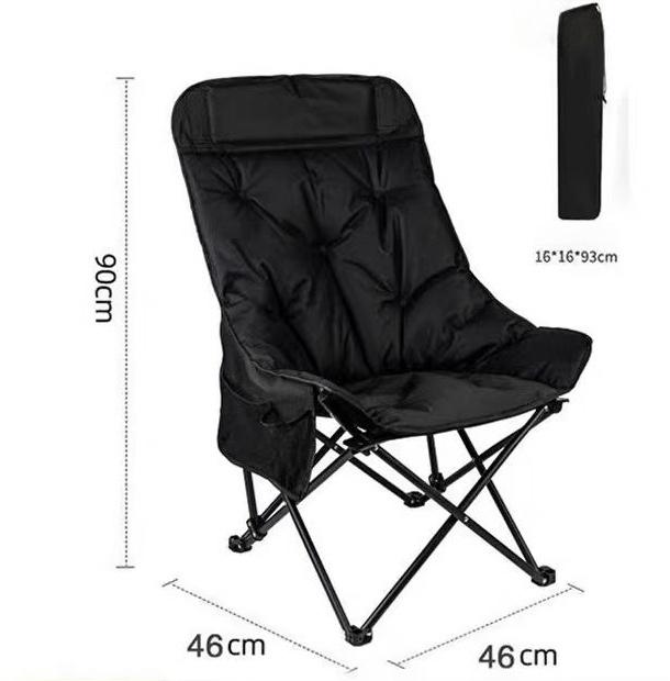 Outdoor Full Sponge Filled Fishing Chair Thickened High Back Portable Outdoor Foldable Chair with Carry Bag