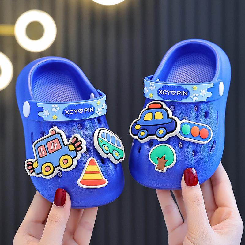 Children's Car-themed Slippers for Boys, Summer Baby Kids' Clogs, Infant Bath Non-slip Home Sandals for Girls