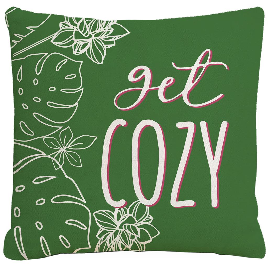 New Flower and Bird Pillow Case Green Leaf Cushion Cover Living Room Home Decoration Pillow