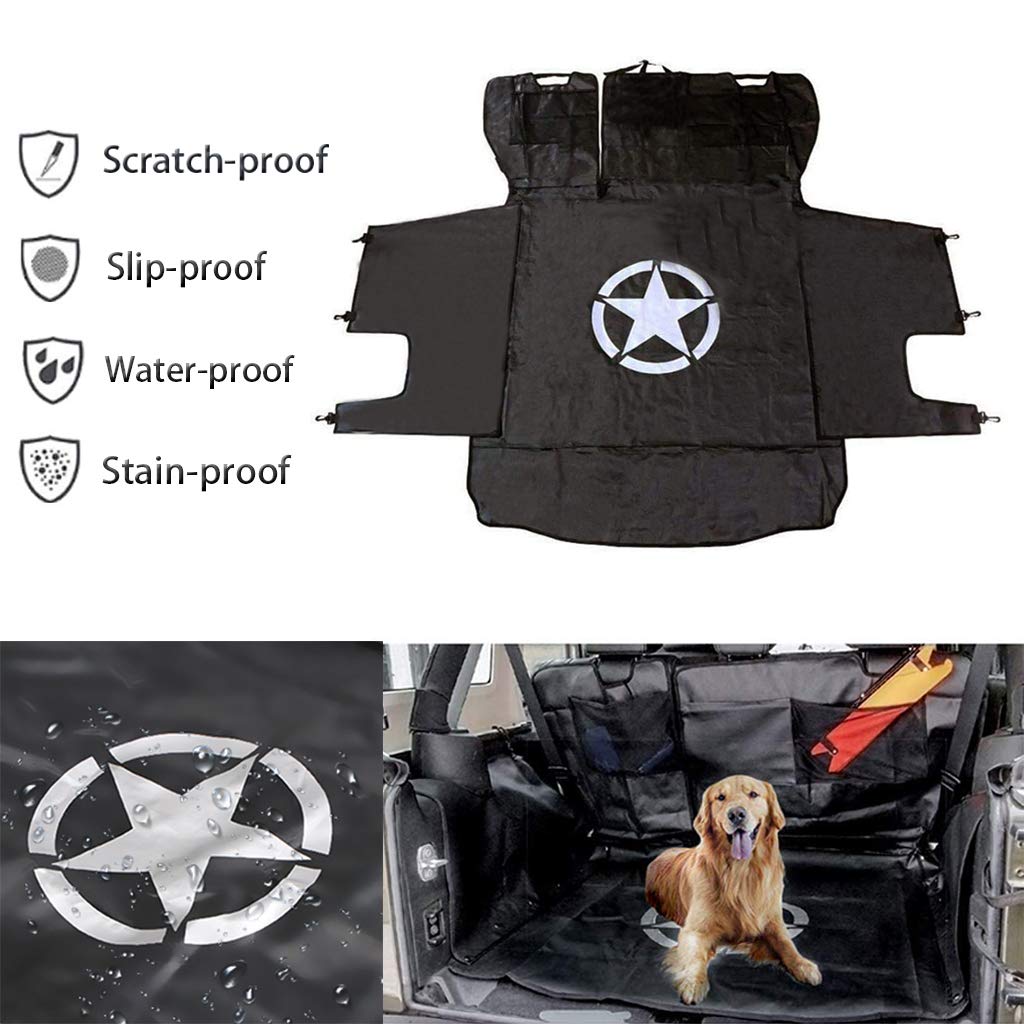 PSLER Car Rear Cargo Pet Trunk Rear Mat Seat Cover for Wrangler JK and JL Cover, Mat, Puppy, Waterproof, Heavy-Duty, Non-Slip (2007-2017) (2018-2019)