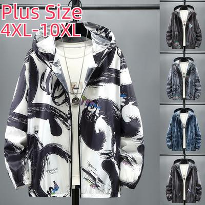 Herren Sommer Eisseide Sonnenschutzkleidung Dünnschliff UV-Schutz Übergröße Sonnenschutzkleidung Asiatische Größe 4XL-10XL