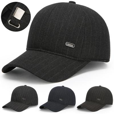 Casquette de Baseball en laine pour hommes, casquette chaude de Protection des oreilles, casquette en coton épais pour personnes d'âge moyen, automne et hiver