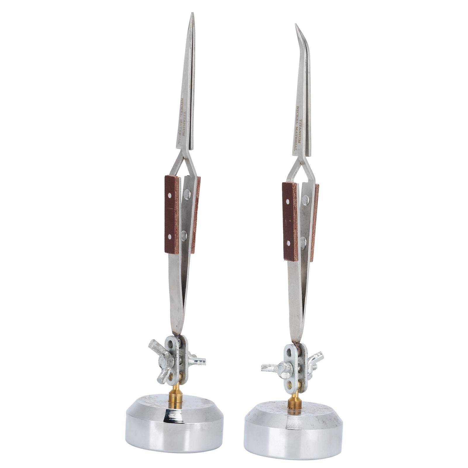 

Third Hand Stand with Tweezer Jewelry Welding Straight Curved Tip Craft Supplies Curved