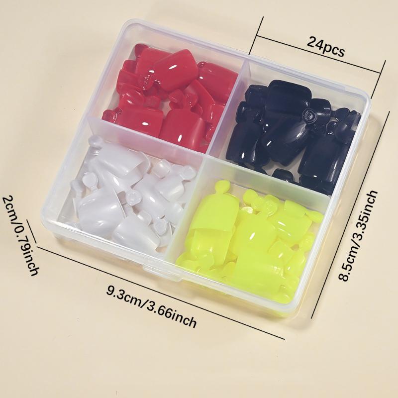 96 Stk. 4 Gitter Kurze Quadratische Falsche Zehennagelspitzen Vollständige Abdeckung Künstlicher Falscher Zehennagel Acryl Fußnagel Kunstspitze Verlängerung Tragbar