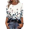 Women's Fashion Casual Round Neck 3/4 Sleeve Loose Printed T-Shirt Ladies Top