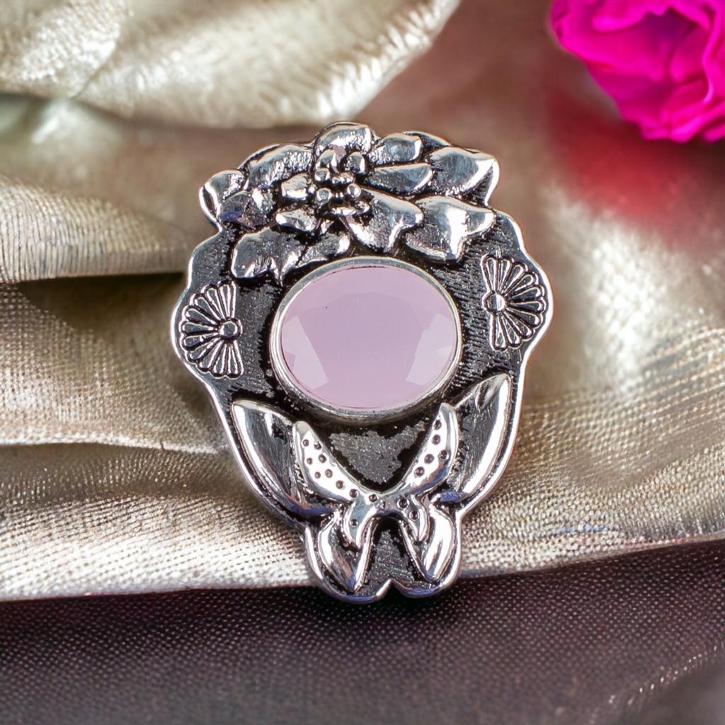 925 Solid Silver Semi Precious Gemstone Oxidised Designer Jewelry Pendant 1.37" CP-6