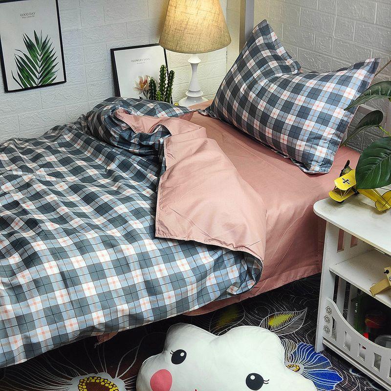 

New Arrival Minimalist Gingham Bed Sheets Quilt Cover Four-Piece Set Spring and Summer Quilt Cover Student Dormitory Bunk Bed Bed Three-Piece Set Single quilt cover [150x 200cm]] Kafka
